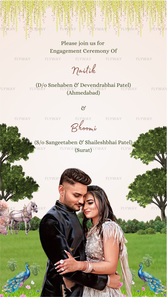 Engagement ceremony invitation with couple
