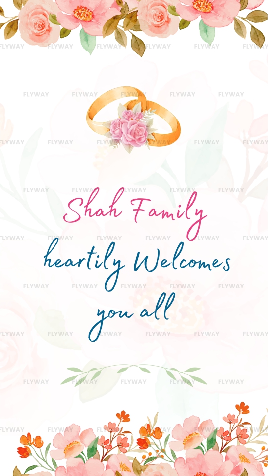 Engagement invitation with Shah Family greeting