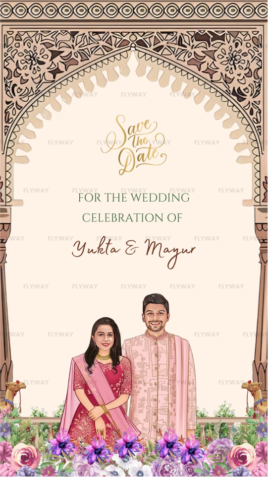 Couple Portrait with Save the Date Text