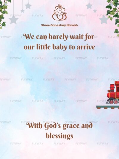 Baby shower blessings with green ivy and floral background