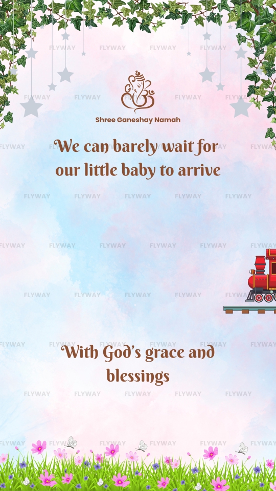 Baby shower blessings with green ivy and floral background