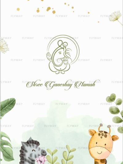 Jungle-themed baby shower invitation with giraffe and zebra