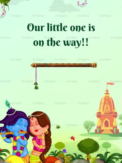 Cute Krishna and Radha Baby Shower Announcement