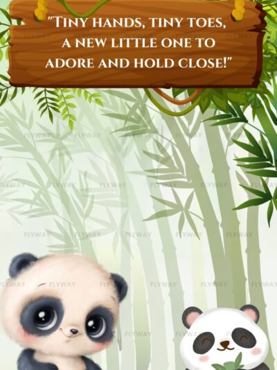 Cute baby panda with quote about tiny hands and toes