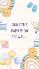 Baby shower invitation with cute sun and stars design