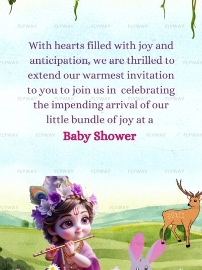 Baby shower invitation with Krishna and animals