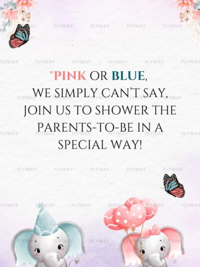 Pink or Blue baby shower invitation with elephants