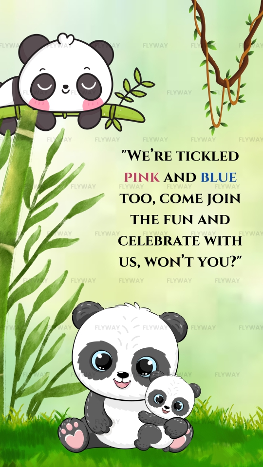 Baby panda family celebrating gender reveal invitation