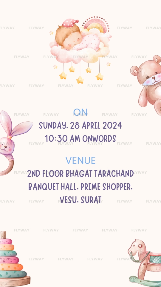 Baby shower invitation details with date and venue