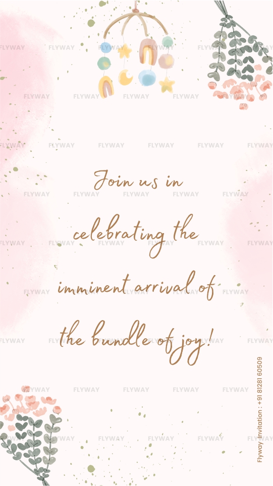 Baby shower card with message celebrating baby’s arrival