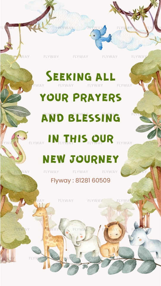 Baby shower gratitude card asking for prayers and blessings