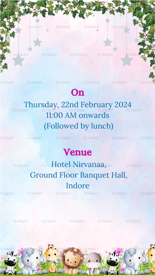 Floral jungle baby shower venue announcement