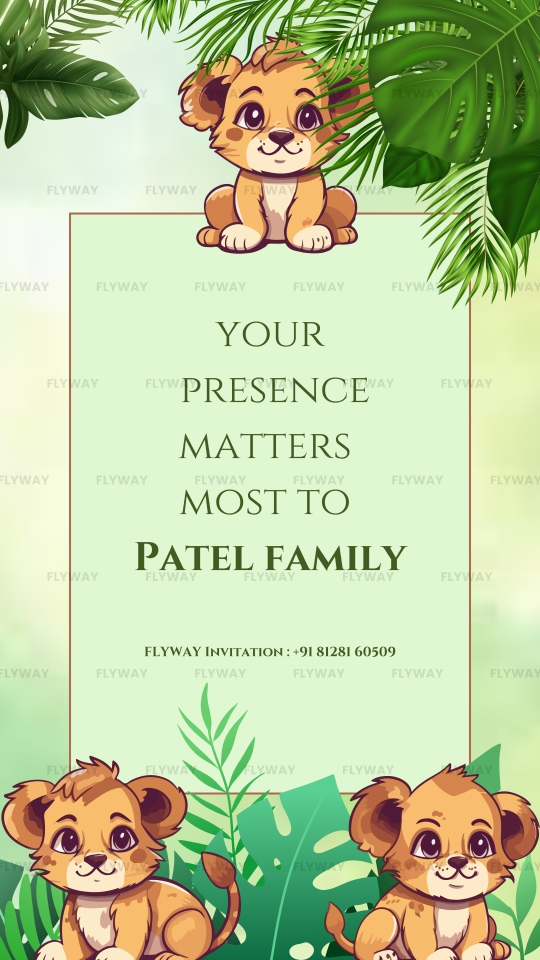 Baby shower RSVP card with Patel family mention