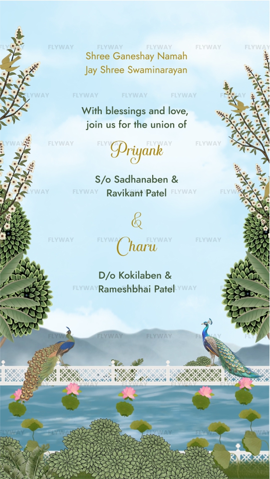 Wedding invitation with couple's names and date