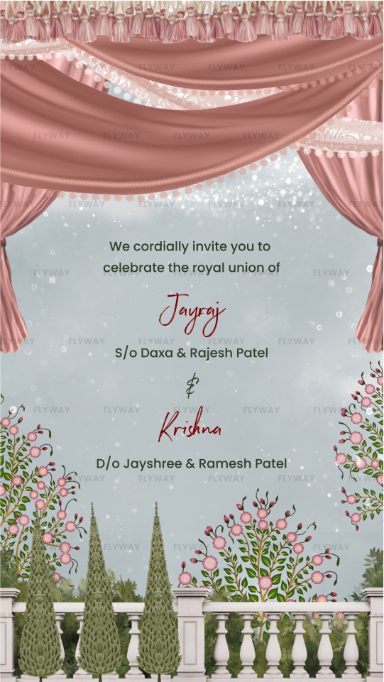 Wedding invite slide introducing couple's families