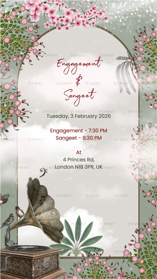Engagement and Sangeet event invitation slide