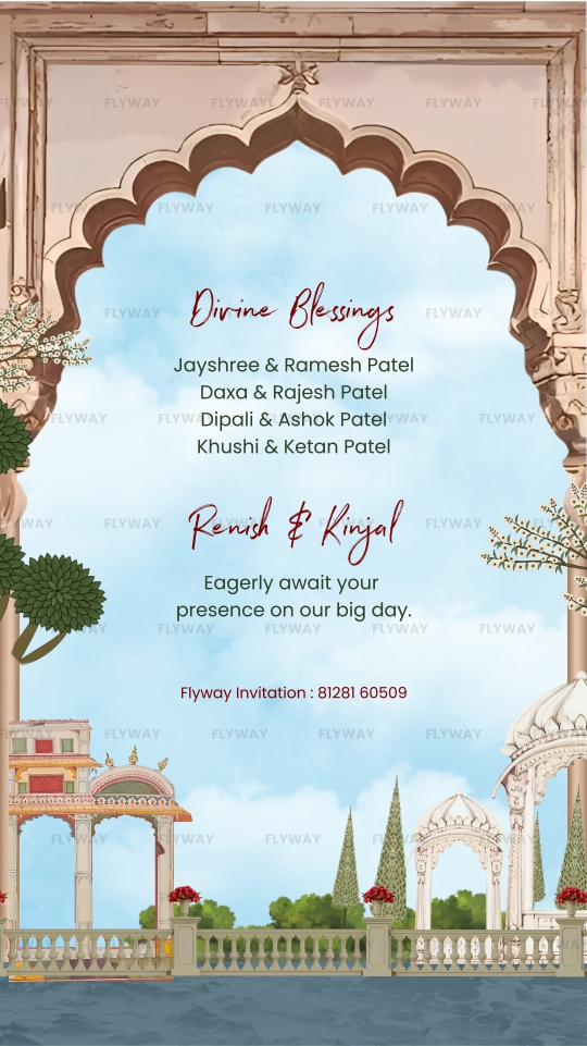 Closing blessings slide with floral temple arches