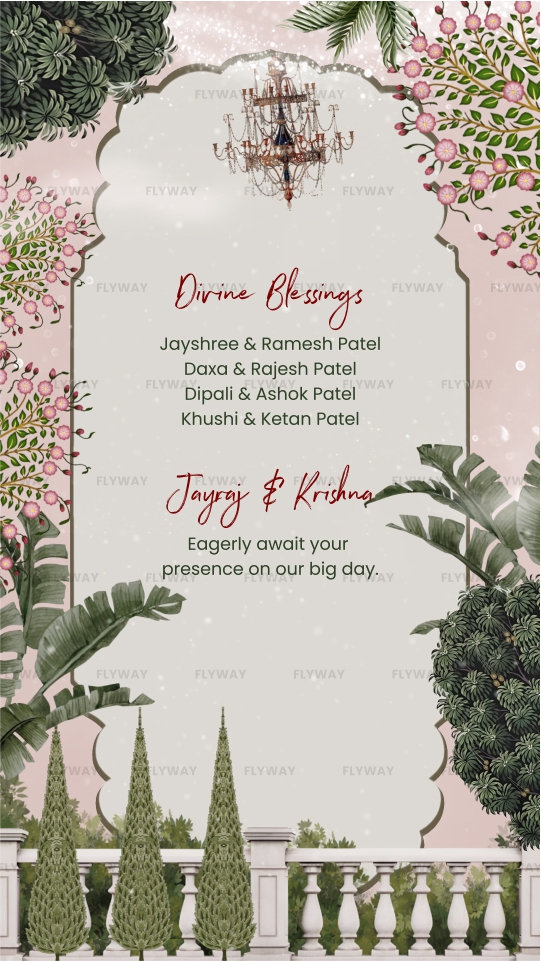Blessings and family names in wedding invitation