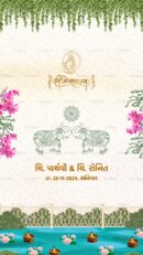 Traditional Indian Wedding Invitation with Elephants and Floral Border