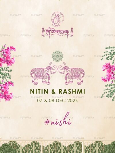 Indian wedding card with Ganesh motif and floral design