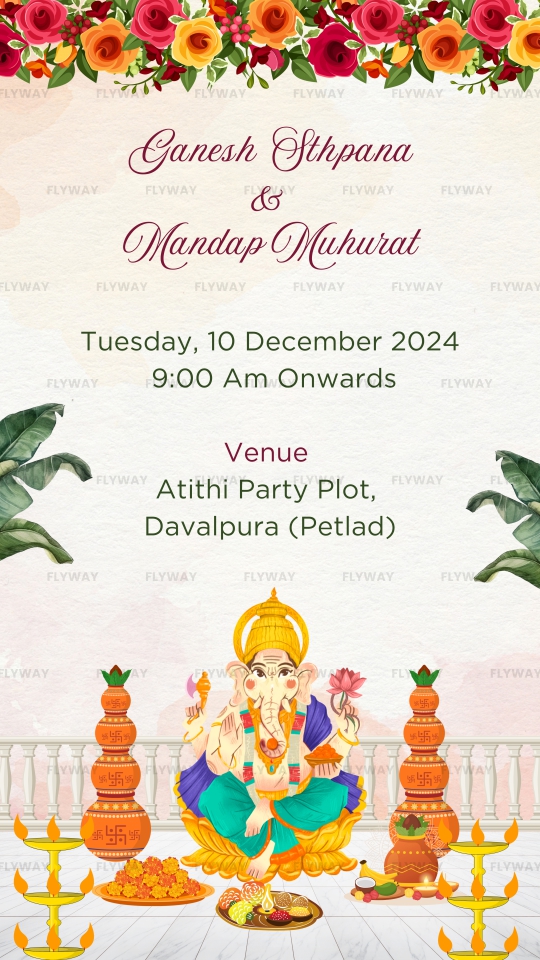 Ganesh Sthapna and Mandap Muhurat invitation