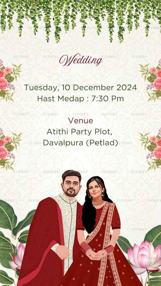 Traditional Indian wedding ceremony invitation
