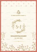 Elegant floral wedding invite with minimalist Ganesh symbol and traditional elements