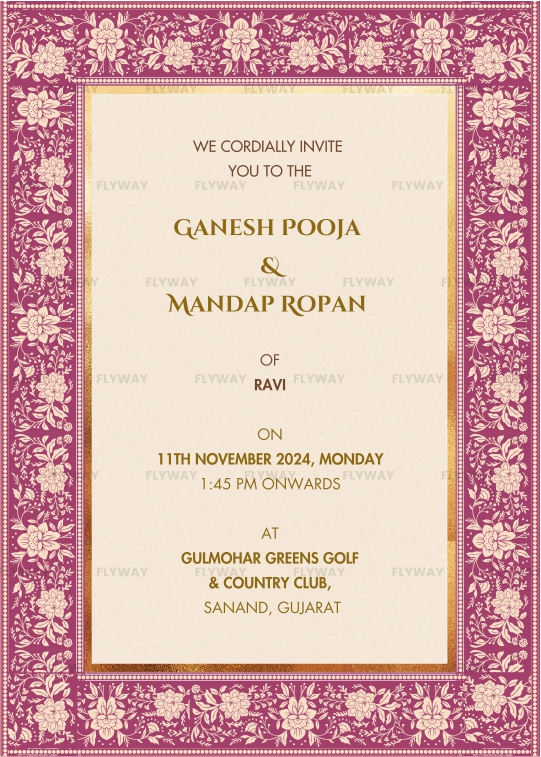 Ganesh Pooja & Mandap Ropan Invitation Card