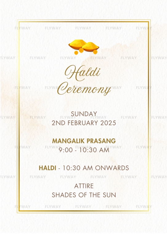 Haldi ceremony invitation design with yellow color theme and modern typography