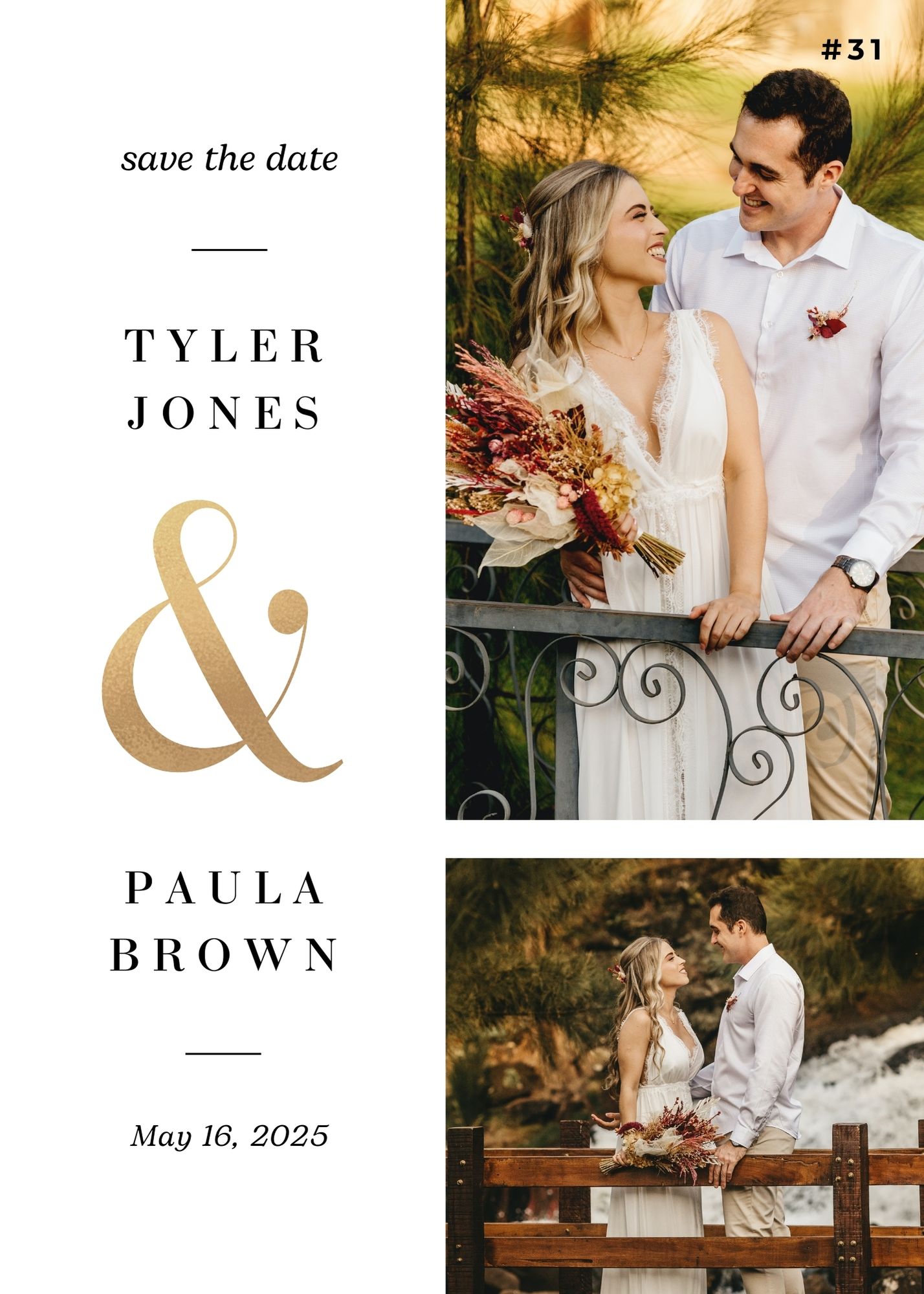 Elegant rustic wedding save the date card with neutral tones