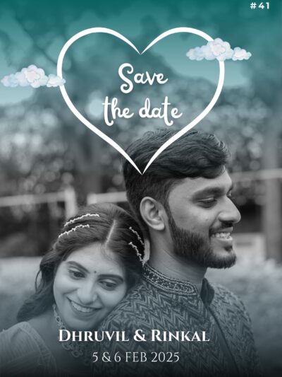 A romantic save the date photo with a couple.