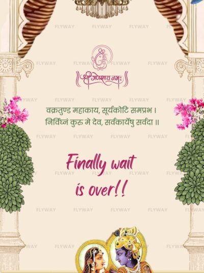 Radha Krishna wedding style theme with floral decor and chandelier