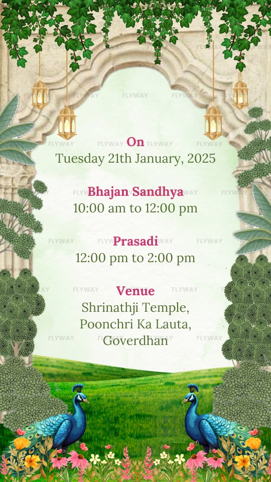 Event schedule template with peacock and nature theme