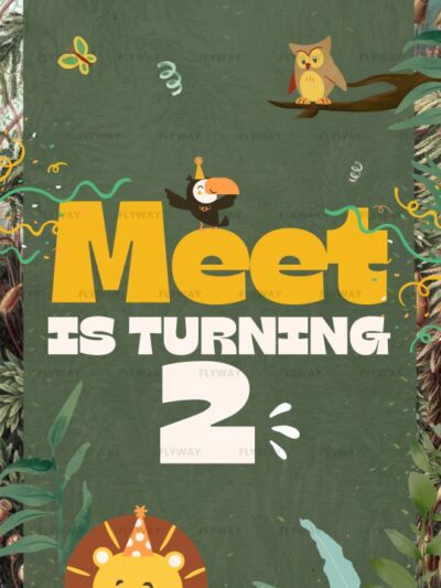 Jungle birthday invitation with cute animals
