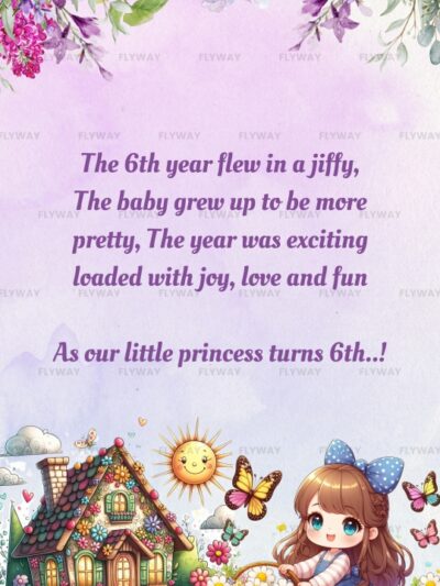 Cute cartoon girl with flowers and house