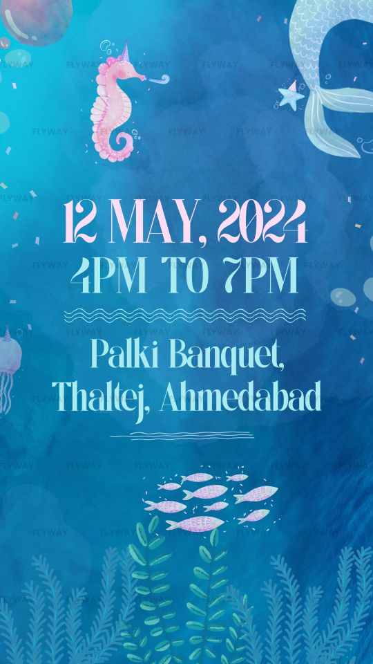 Oceanic birthday party details with a seahorse and fish