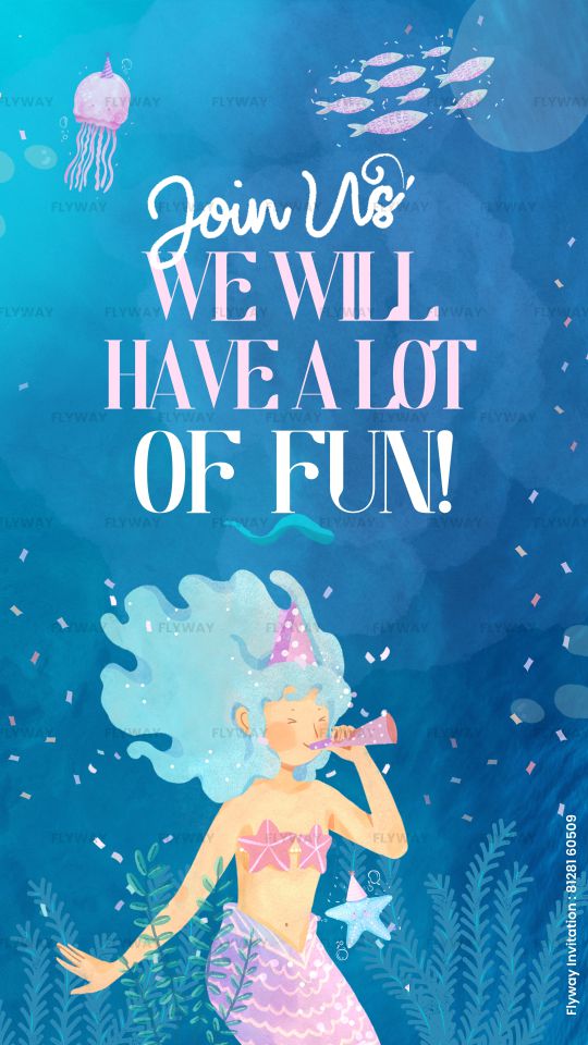 Fun-filled mermaid party invite encouraging guests to join the celebration