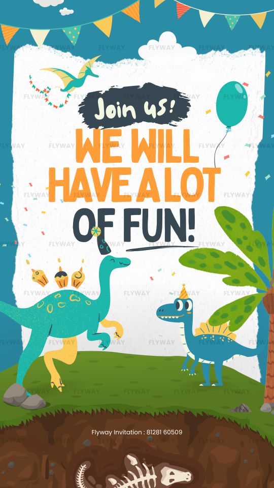 Dino birthday celebration with party elements