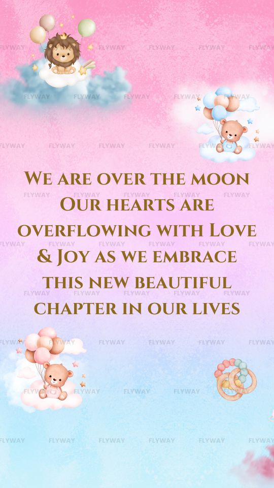 Sweet and playful announcement of the baby’s arrival with fun characters.