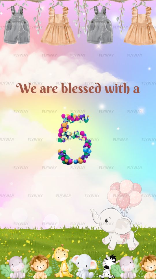 Baby reveal with animals and colorful number