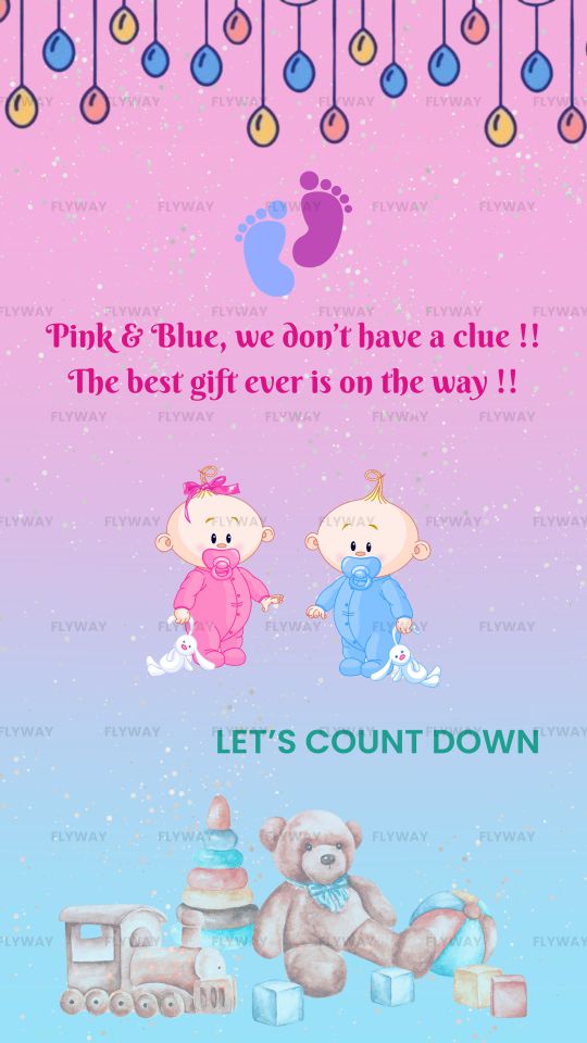 Gender reveal with baby socks and countdown