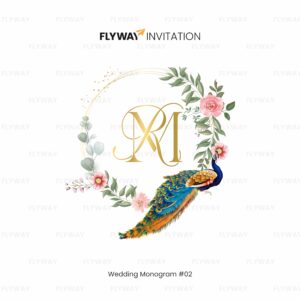 Floral Peacock Wedding Monogram | Couple Names Monogram