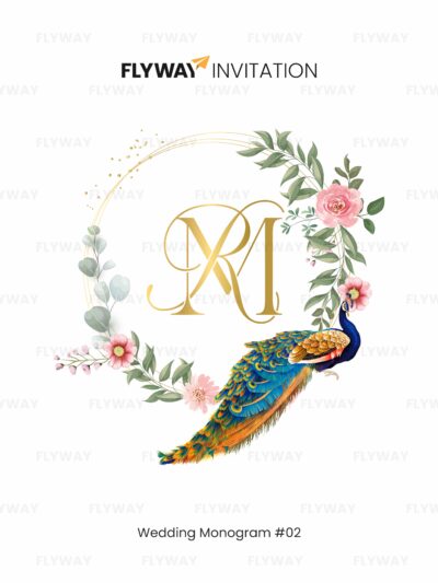 Floral Peacock Wedding Monogram | Couple Names Monogram