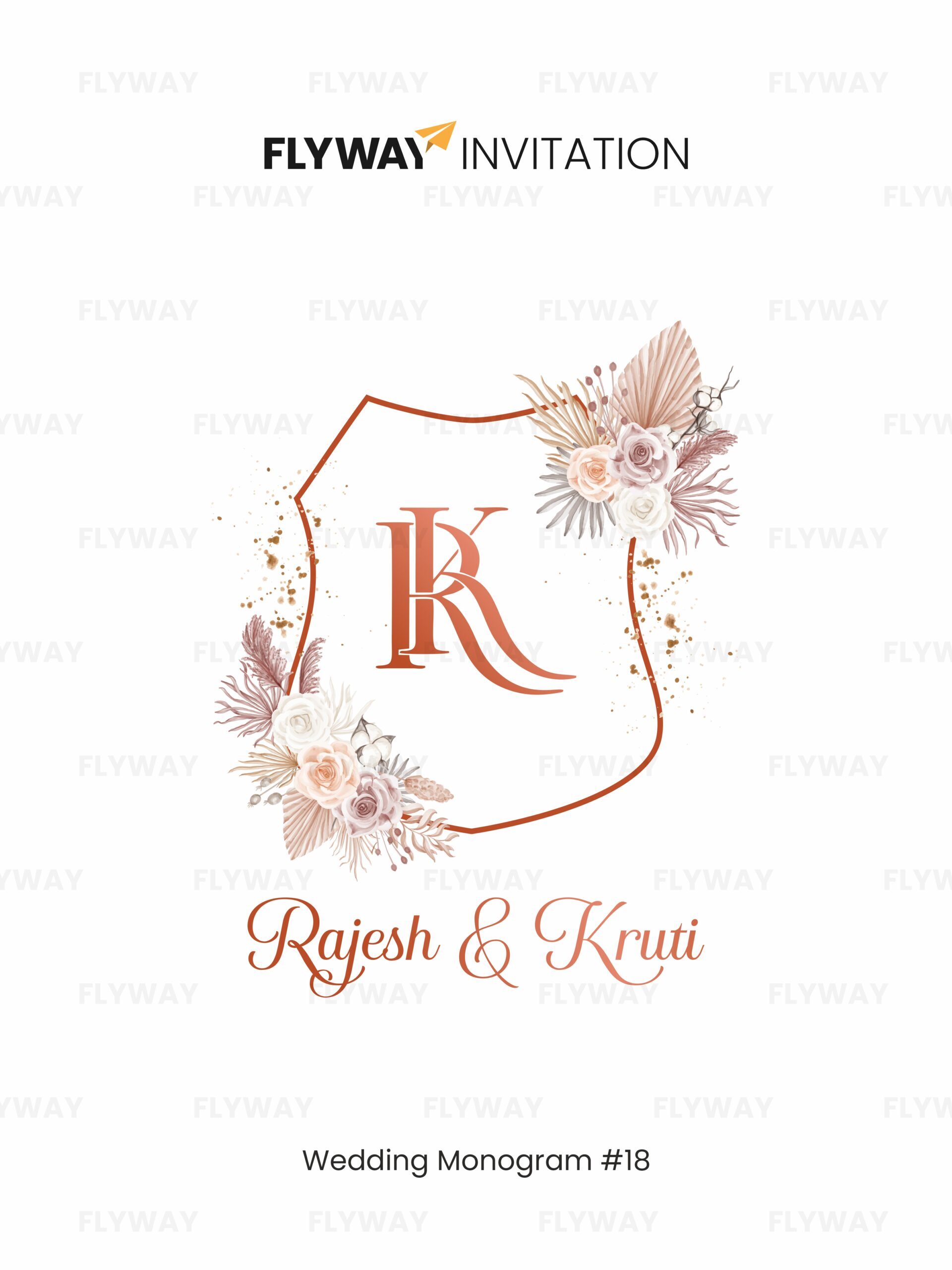 Rustic Terracotta Elegance Wedding Monogram logo featuring initials with floral accents, designed for personalized couple branding.