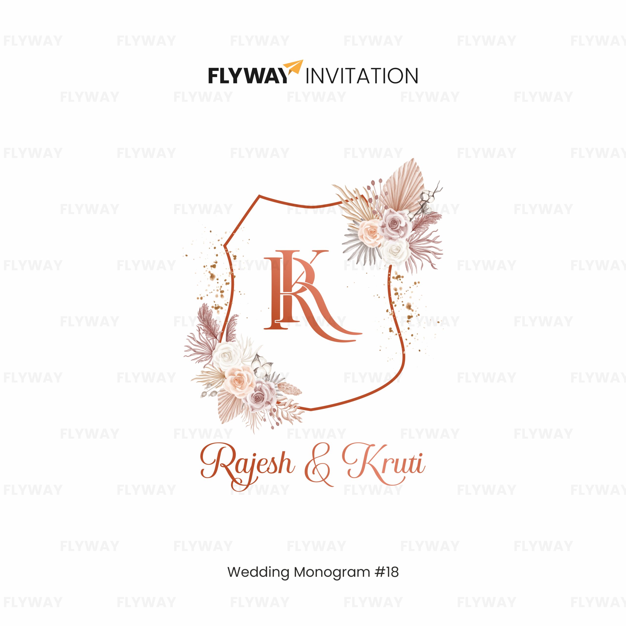Rustic Terracotta Elegance Wedding Monogram logo featuring initials with floral accents, designed for personalized couple branding.