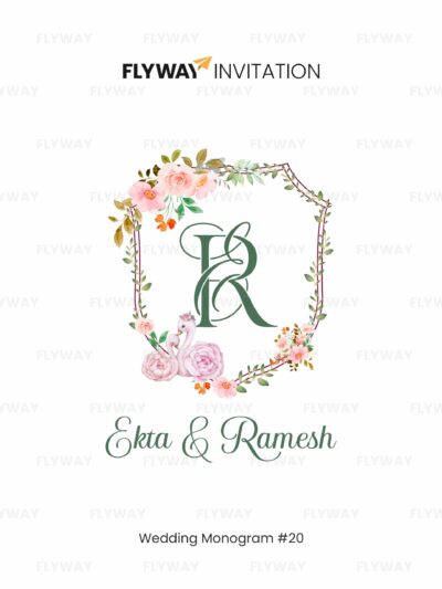 âś… Alt Text Blush Garden Elegance Wedding Monogram logo with floral frame, pastel blush flowers, and personalized initials for couple branding.