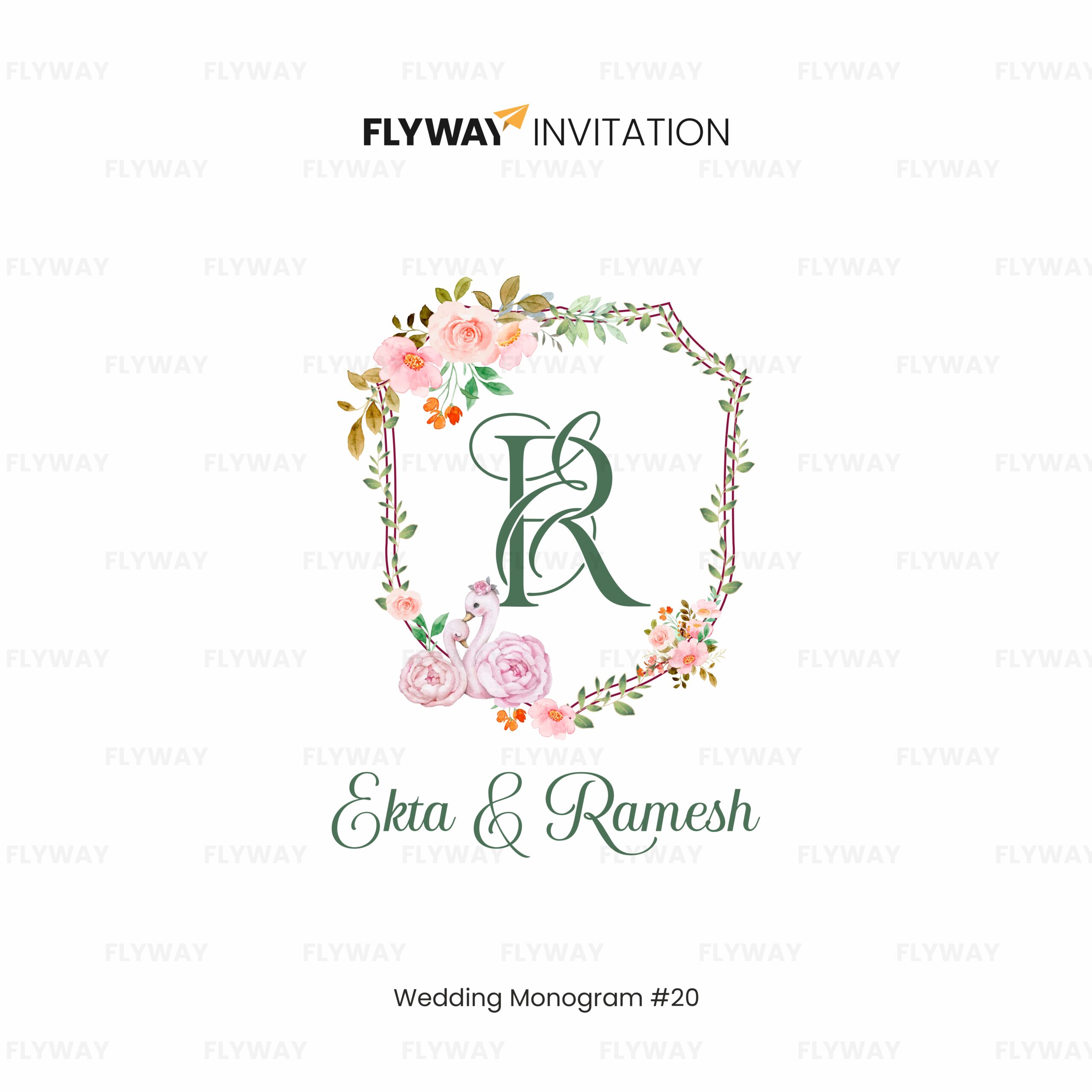 ✅ Alt Text Blush Garden Elegance Wedding Monogram logo with floral frame, pastel blush flowers, and personalized initials for couple branding.
