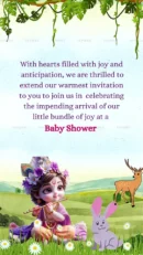 Baby shower invitation with Krishna and animals