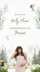 Elegant baby shower invitation for mom-to-be Jasica with forest theme
