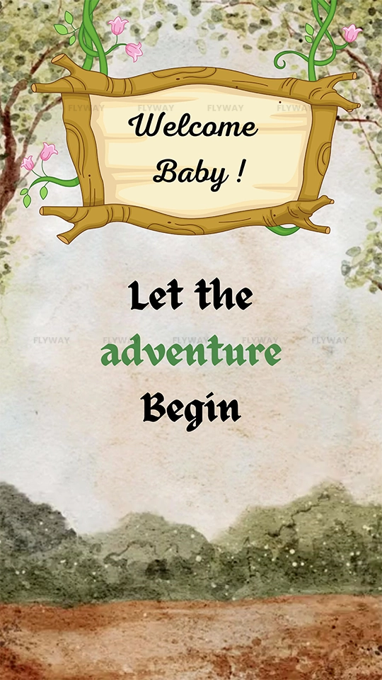 welcome baby forest theme card